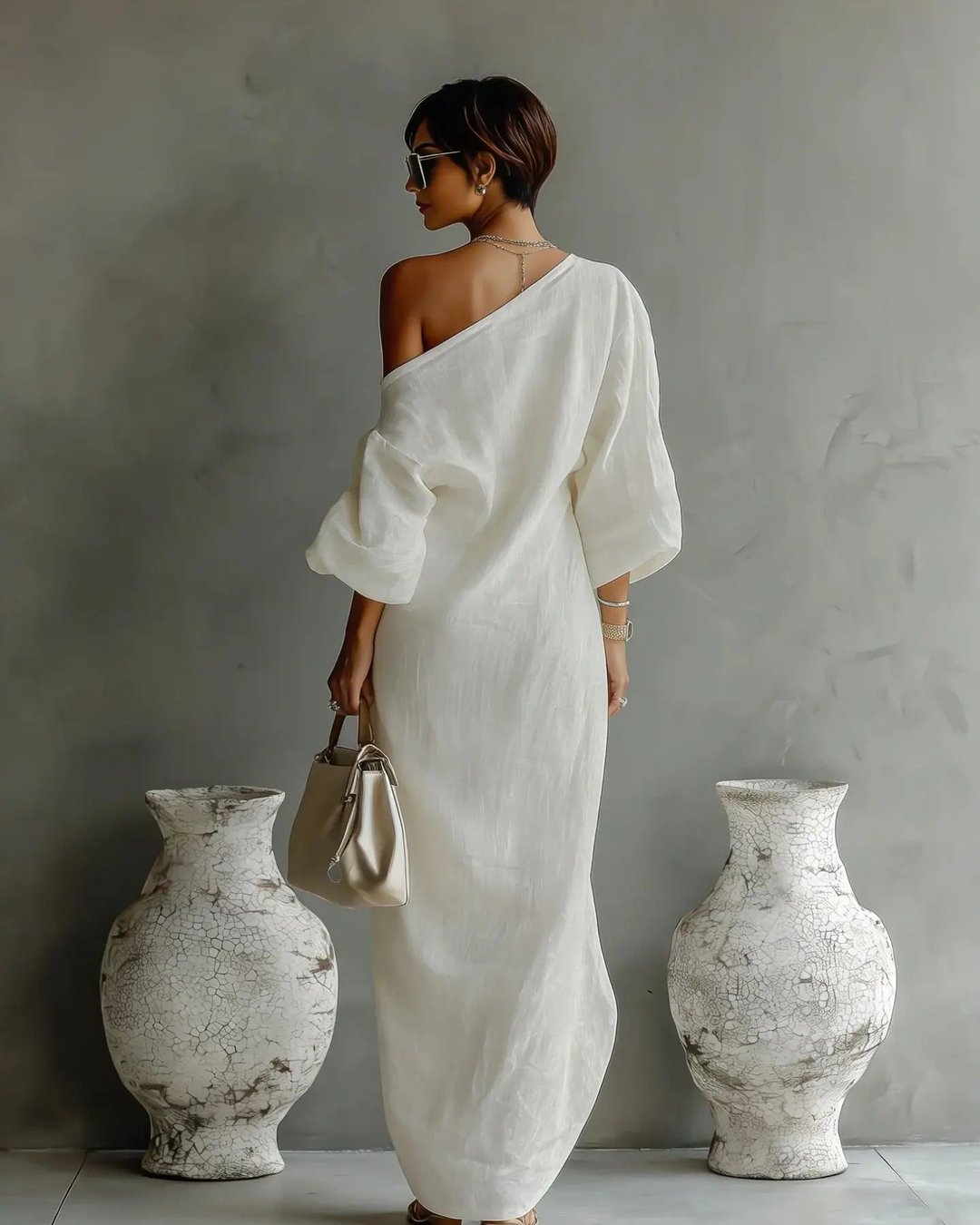 Debora | Linen One Shoulder Dress
