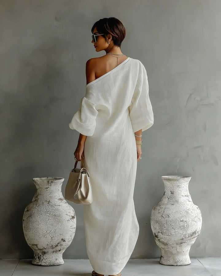 Debora | Linen One Shoulder Dress