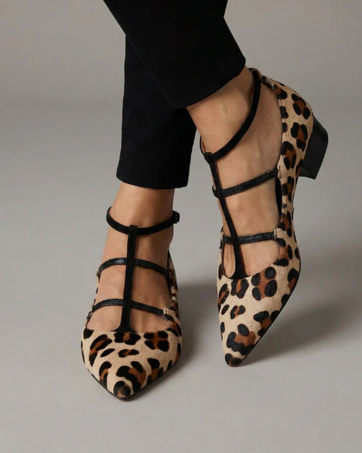 Kaitlyn | Heeled Shoes with Leopard Strap