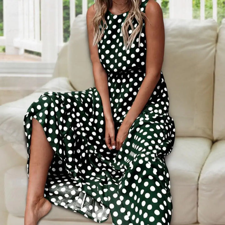 Daisy | Sleeveless Polka Dot Maxi Dress