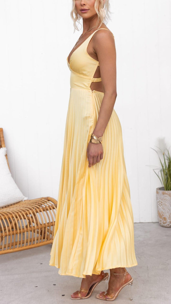 Adie | Pleated V-Neck Maxi Dress