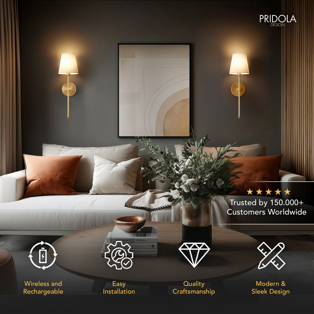 Cordless Wall-Mounted Luxury Wall Lamp Set of 2