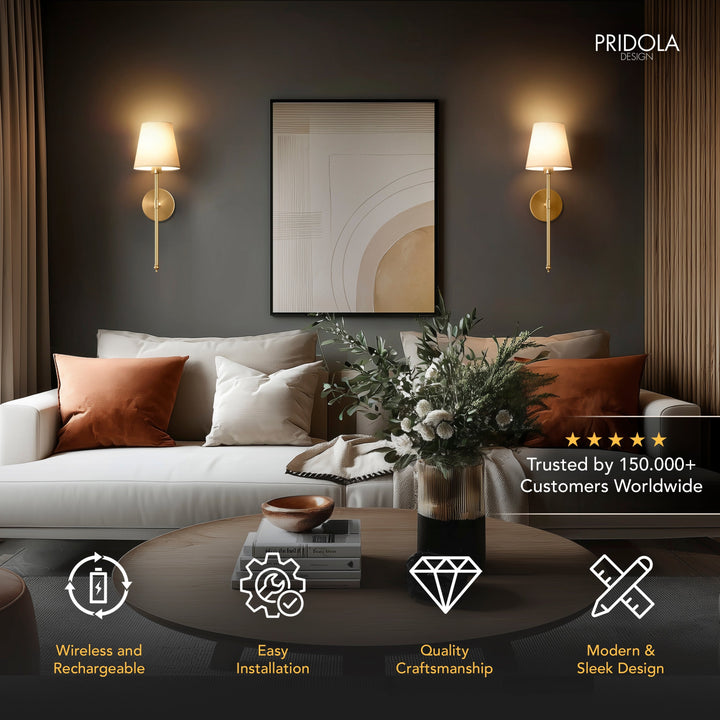 Cordless Wall-Mounted Luxury Wall Lamp Set of 2