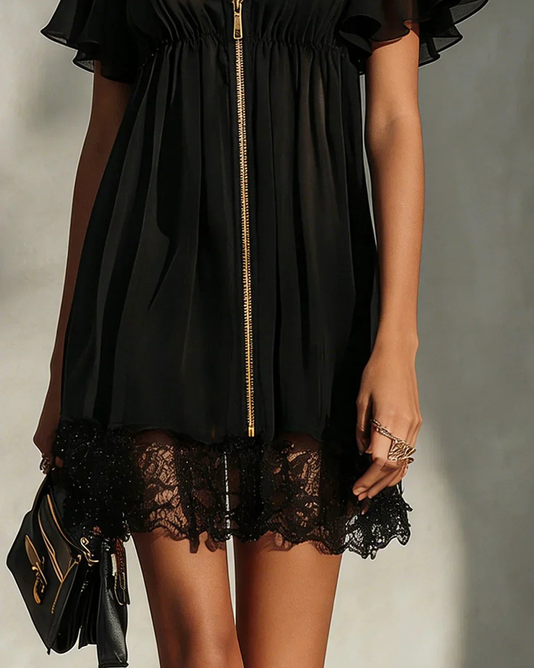 Jacinda | Zip-Front Lace Mini Dress