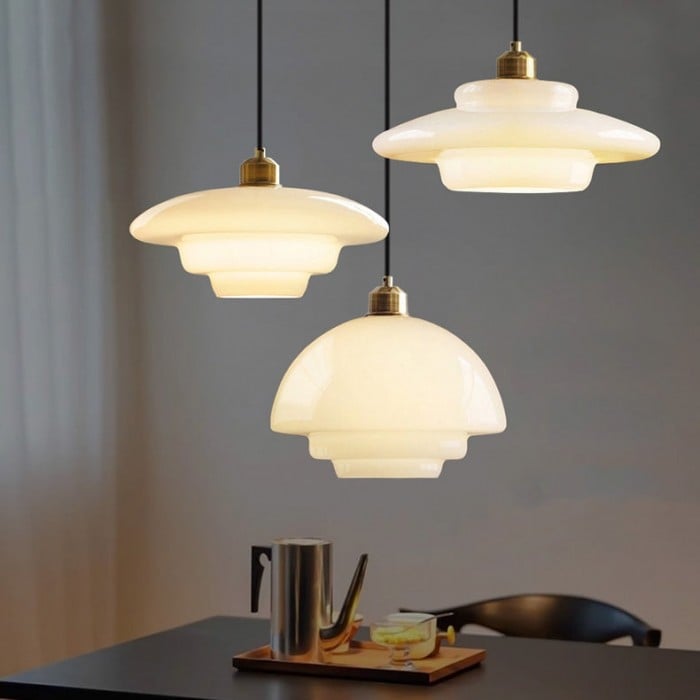 Art Deco Milk White Glass Pendant Light | Buy 1 Get 1 Free