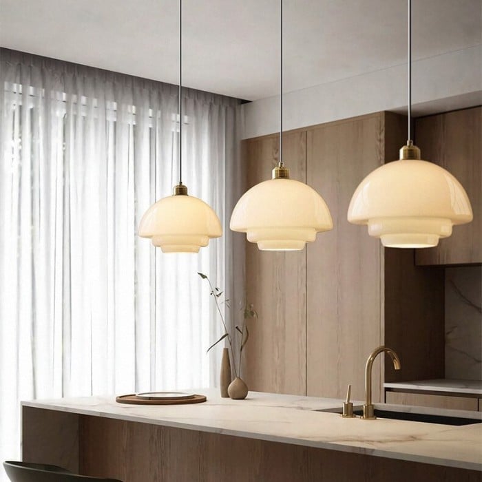 Art Deco Milk White Glass Pendant Light | Buy 1 Get 1 Free