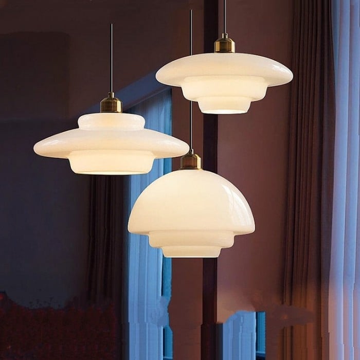 Art Deco Milk White Glass Pendant Light | Buy 1 Get 1 Free