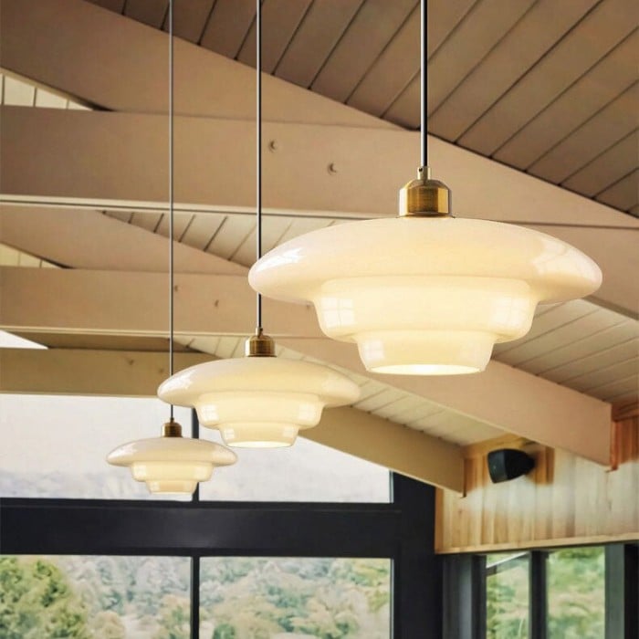 Art Deco Milk White Glass Pendant Light | Buy 1 Get 1 Free