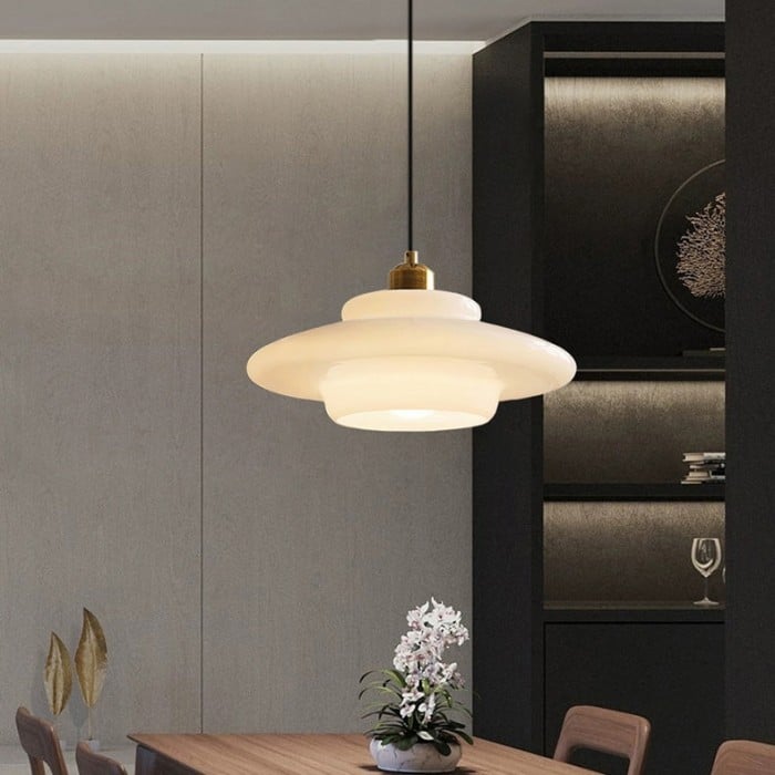 Art Deco Milk White Glass Pendant Light | Buy 1 Get 1 Free