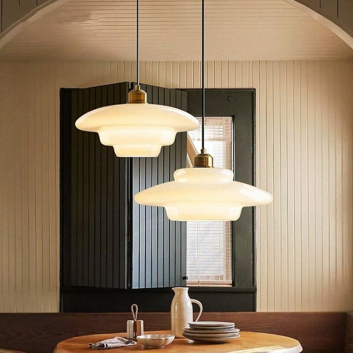 Art Deco Milk White Glass Pendant Light | Buy 1 Get 1 Free