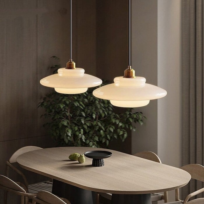 Art Deco Milk White Glass Pendant Light | Buy 1 Get 1 Free