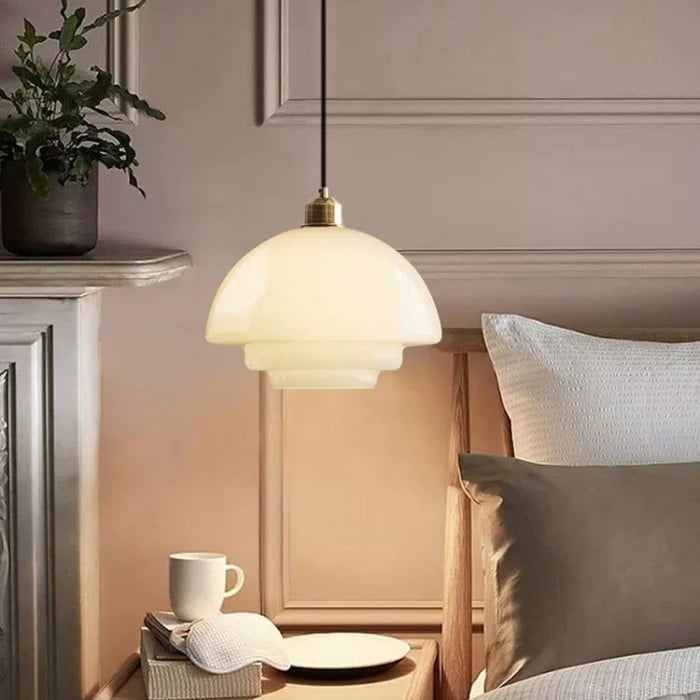 Art Deco Milk White Glass Pendant Light | Buy 1 Get 1 Free