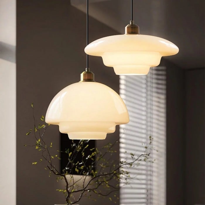 Art Deco Milk White Glass Pendant Light | Buy 1 Get 1 Free