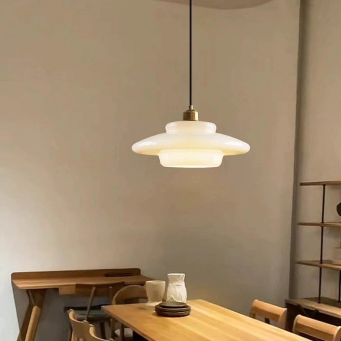 Art Deco Milk White Glass Pendant Light | Buy 1 Get 1 Free