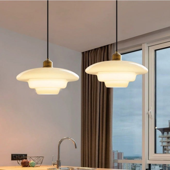 Art Deco Milk White Glass Pendant Light | Buy 1 Get 1 Free