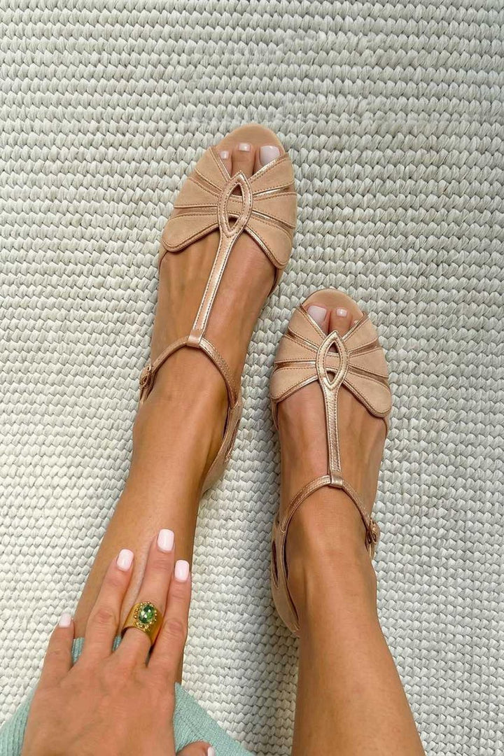 Socorro | Retro Peep Toe T-Strap Sandals