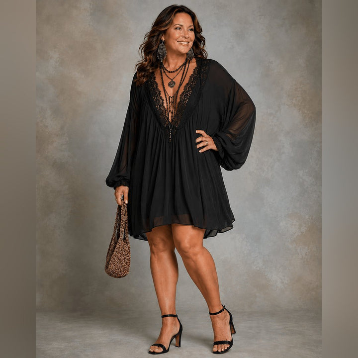 Iselle | Black Chiffon Halter Mini Dress