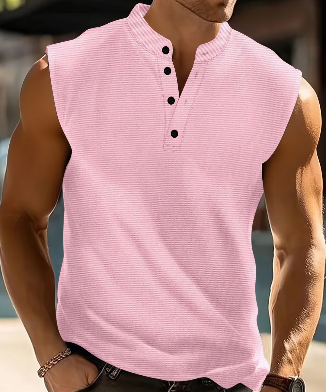 Glenn | Sleeveless Button-Up Shirt