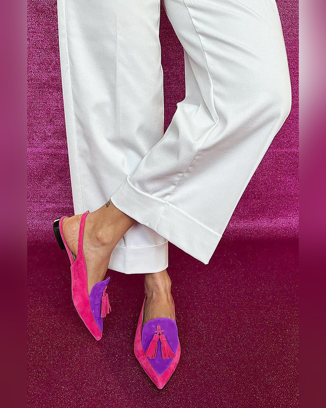 Gaye | Fringe Ballet Flats with Ankle Strap