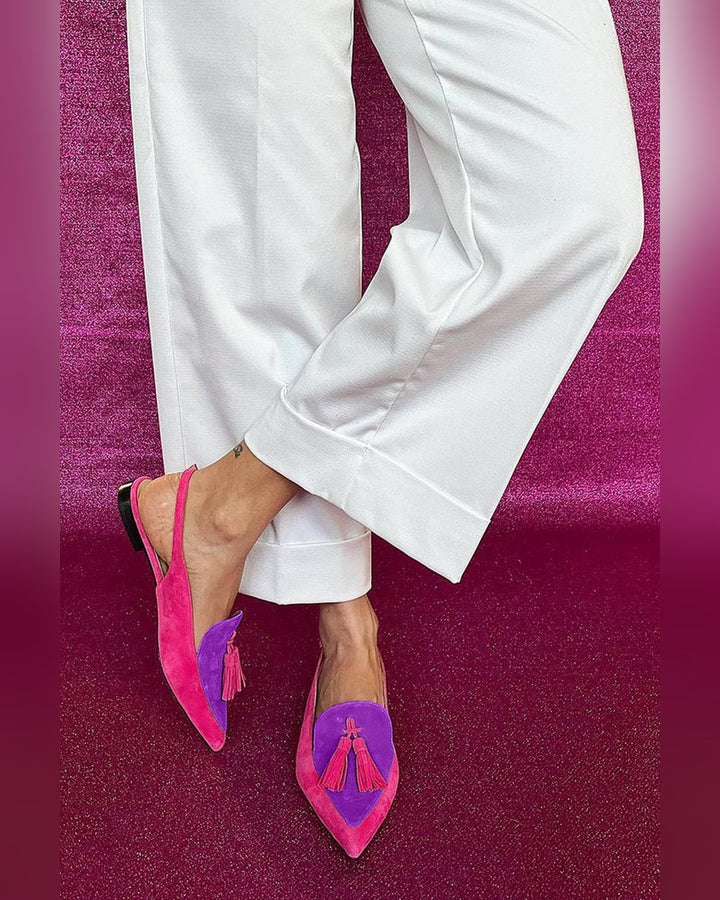 Gaye | Fringe Ballet Flats with Ankle Strap