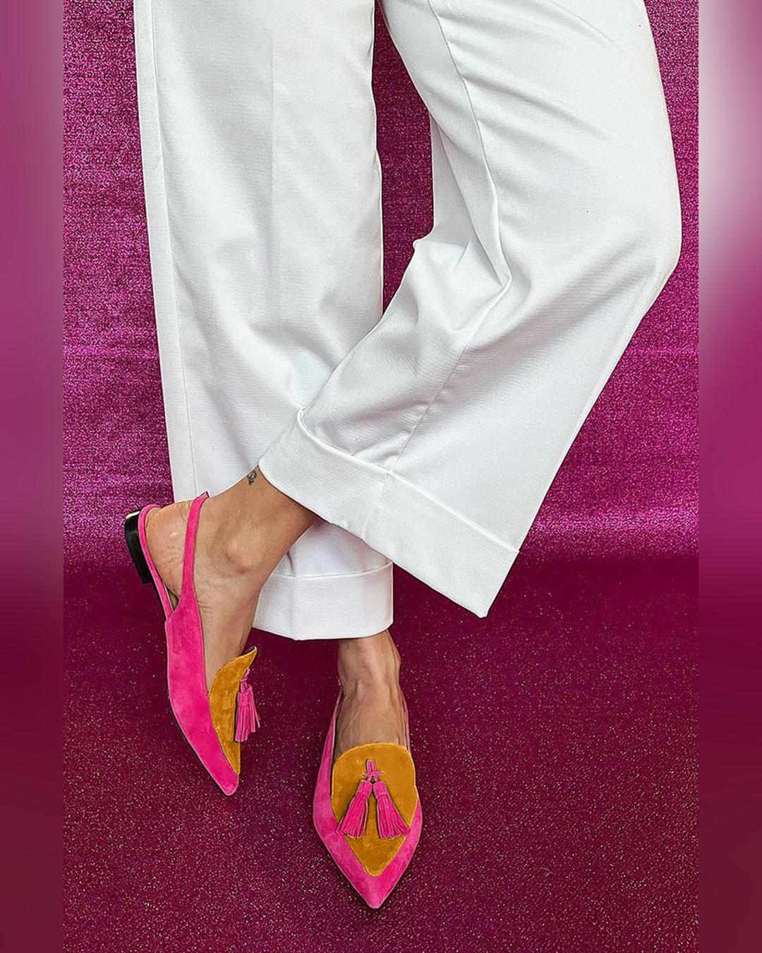 Gaye | Fringe Ballet Flats with Ankle Strap