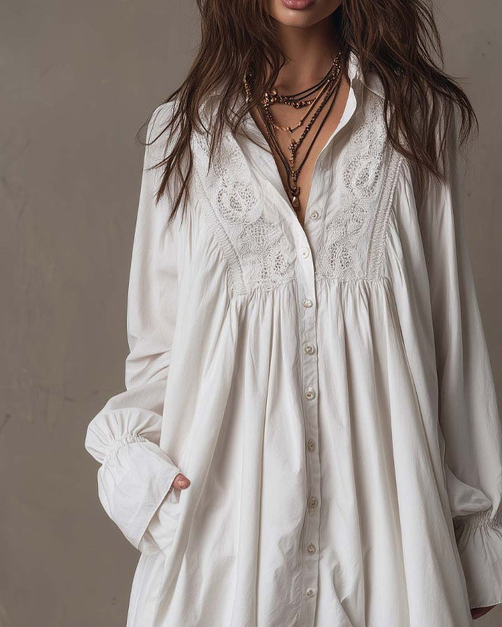 Donya | Lace Shirt Mini Dress
