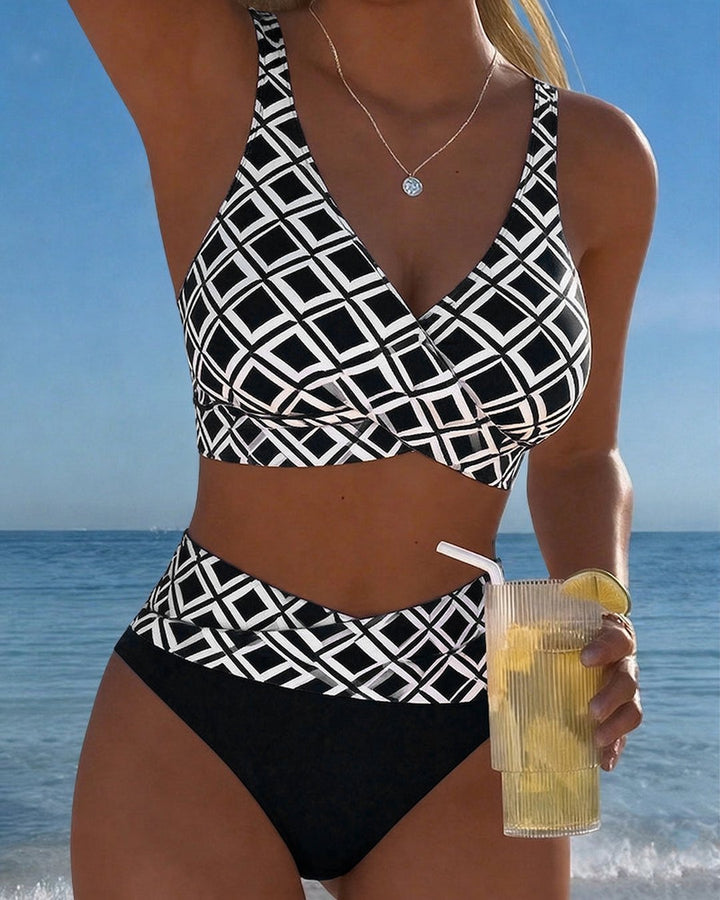 Marci | Checked Wire-Free High-Cut Bikini