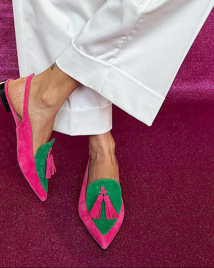 Gaye | Fringe Ballet Flats with Ankle Strap