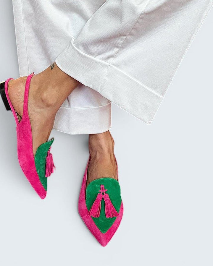 Gaye | Fringe Ballet Flats with Ankle Strap