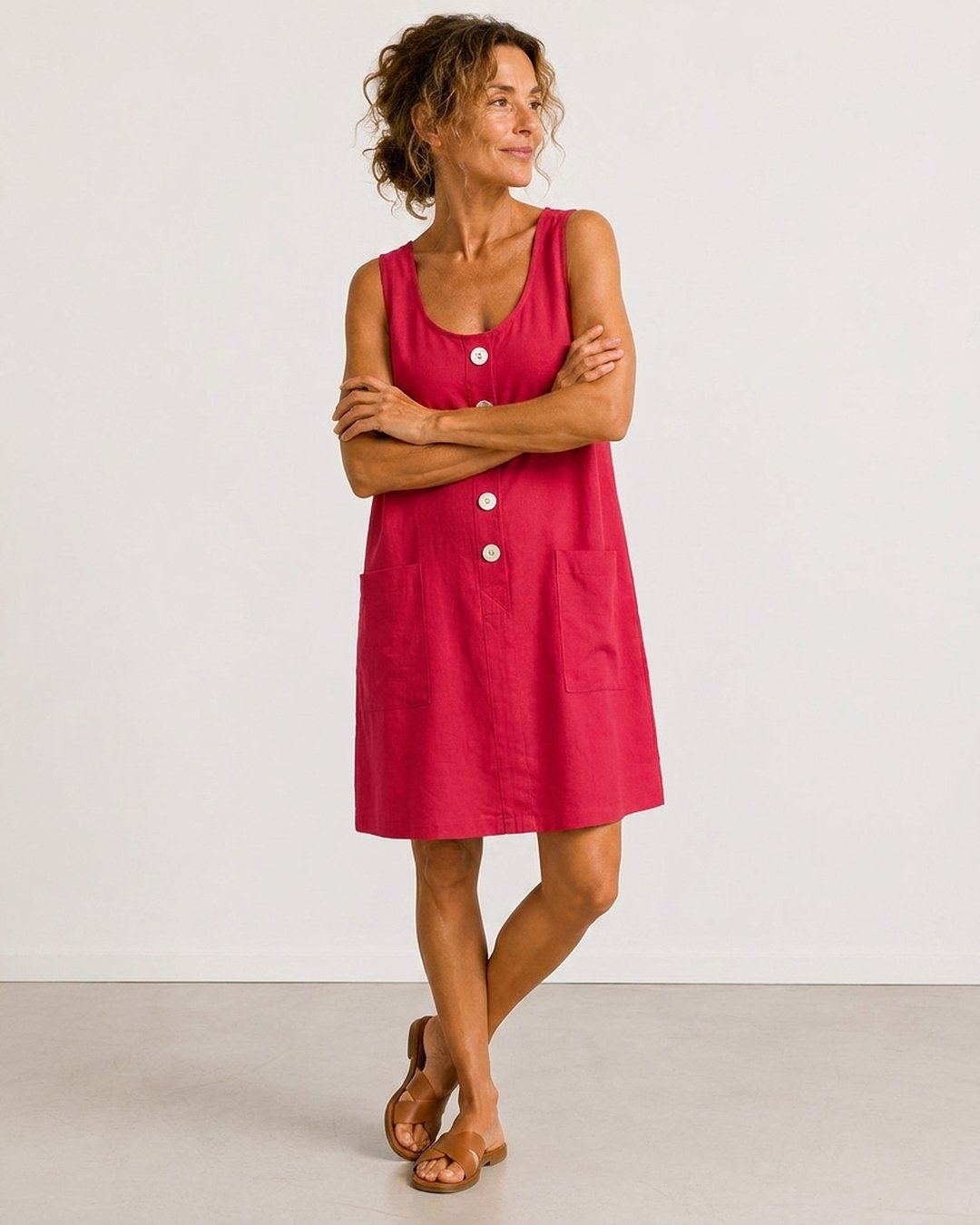 Fiorenza | Sleeveless Button-Front Mini Dress