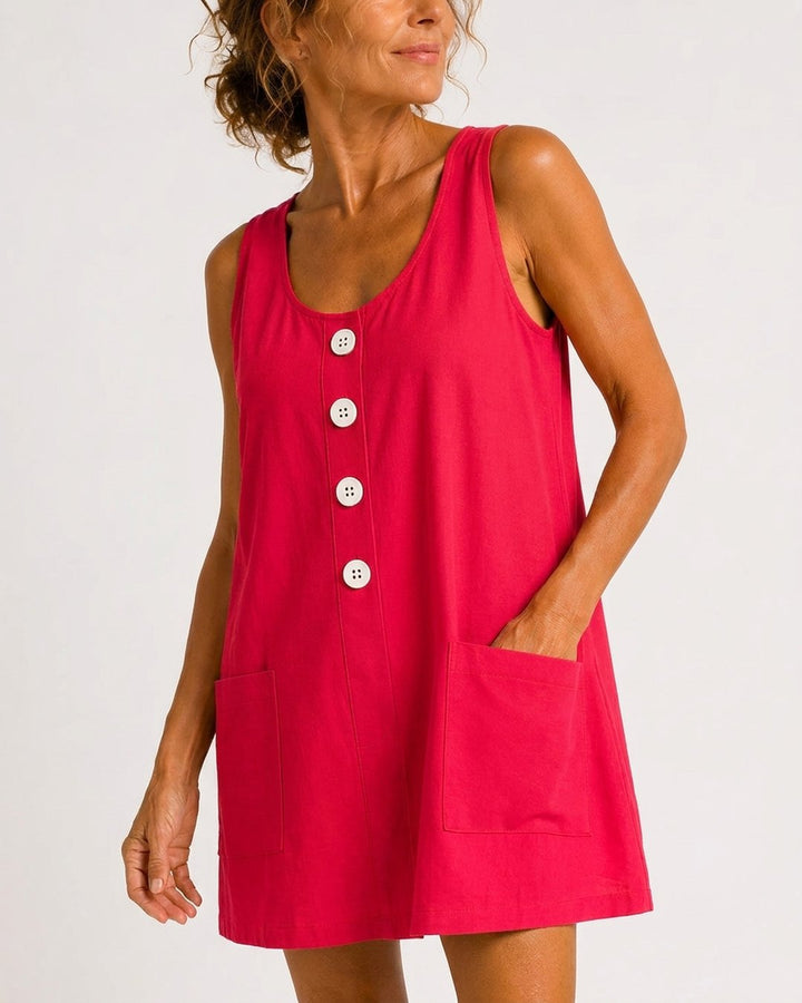 Fiorenza | Sleeveless Button-Front Mini Dress