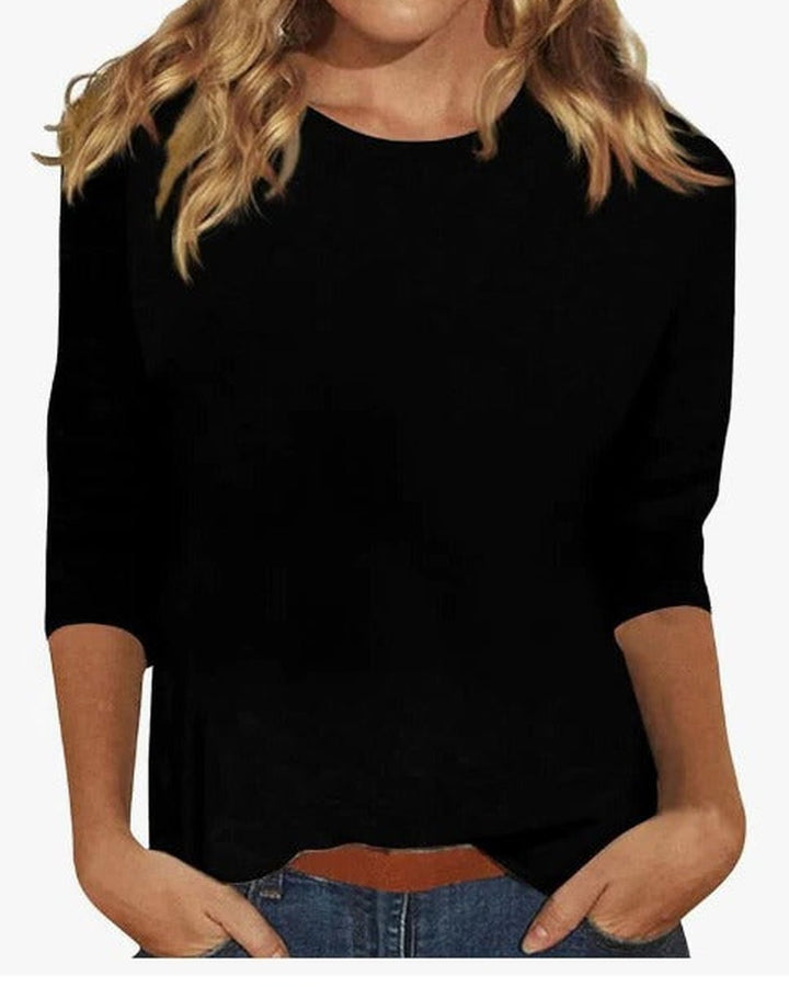 Wilda | Crew Neck Top with Three-Quarter Sleeves