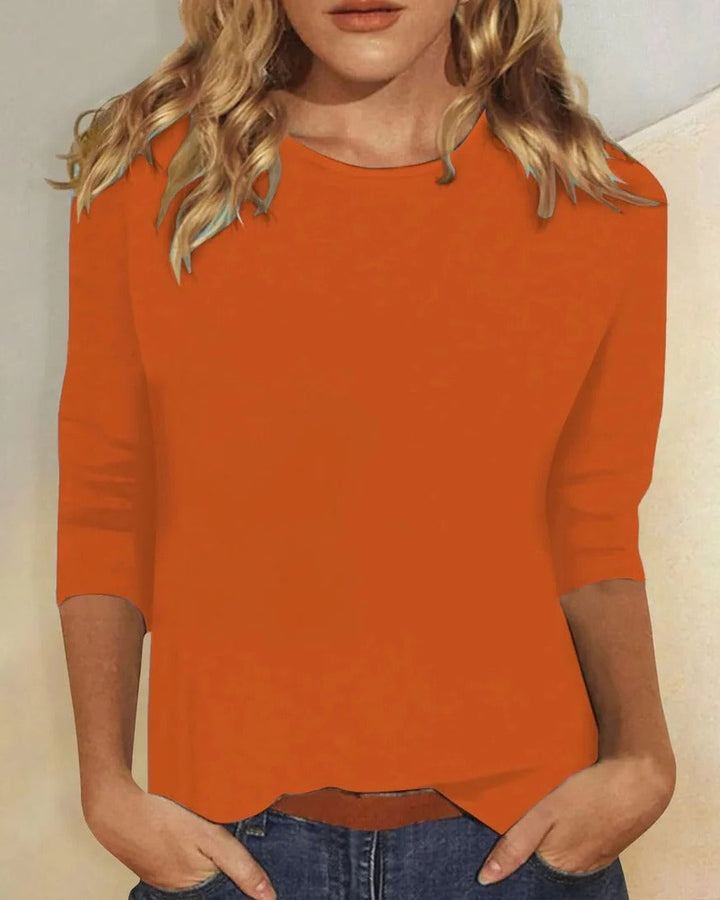 Wilda | Crew Neck Top with Three-Quarter Sleeves