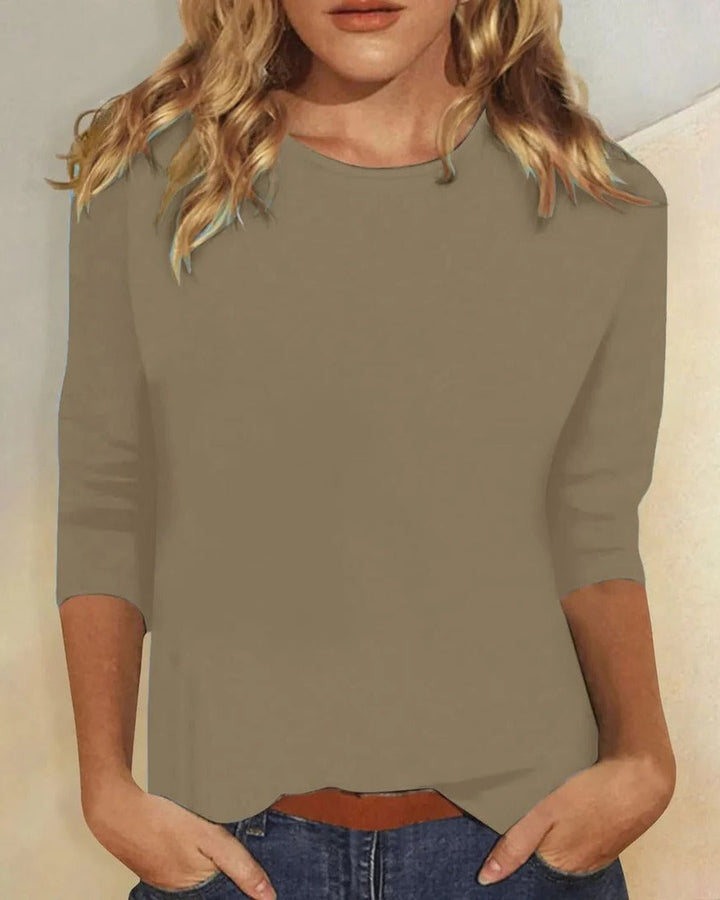 Wilda | Crew Neck Top with Three-Quarter Sleeves