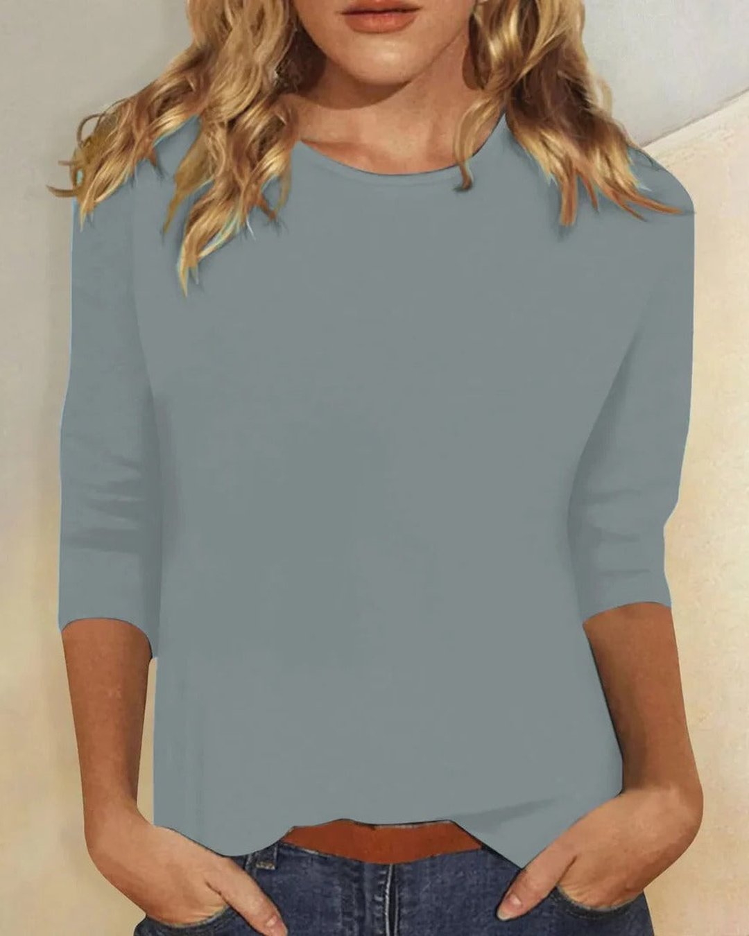 Wilda | Crew Neck Top with Three-Quarter Sleeves