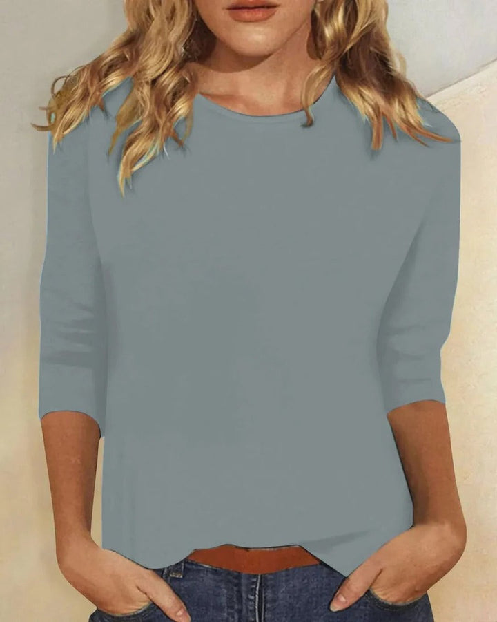 Wilda | Crew Neck Top with Three-Quarter Sleeves