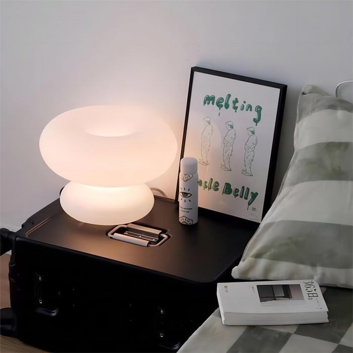 White Glass Mushroom Donut Bauhaus Table Lamp | Buy 1 Get 1 Free