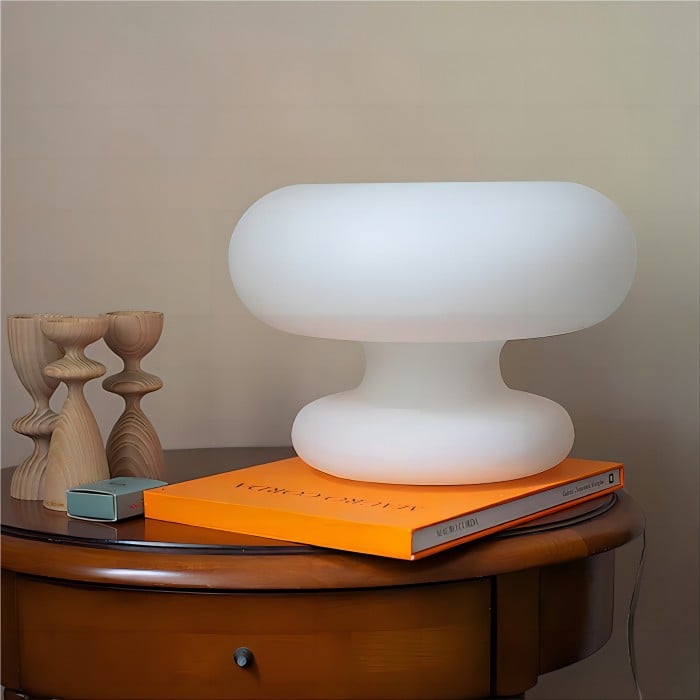 White Glass Mushroom Donut Bauhaus Table Lamp | Buy 1 Get 1 Free