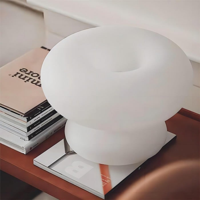 White Glass Mushroom Donut Bauhaus Table Lamp | Buy 1 Get 1 Free