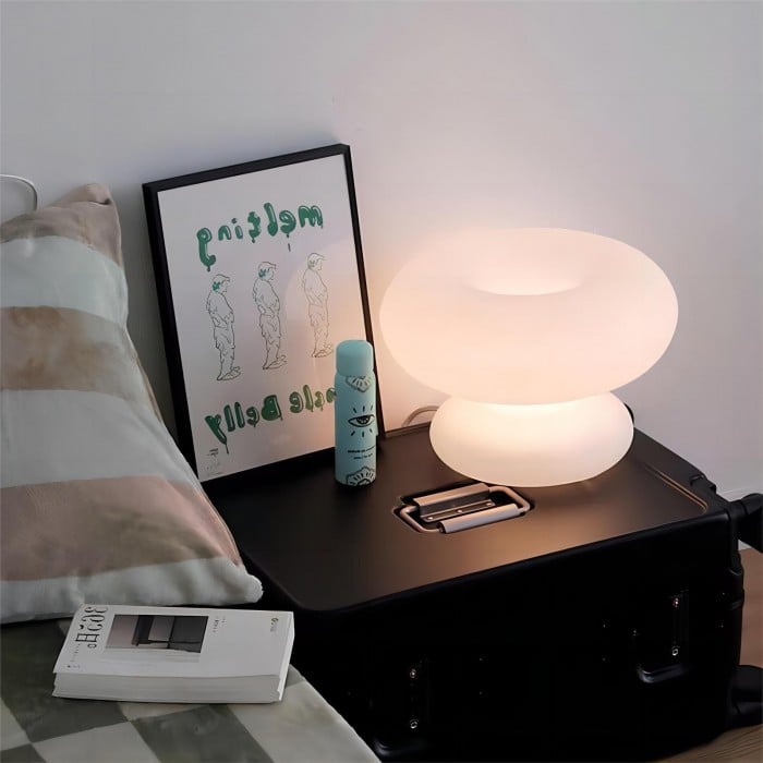 White Glass Mushroom Donut Bauhaus Table Lamp | Buy 1 Get 1 Free