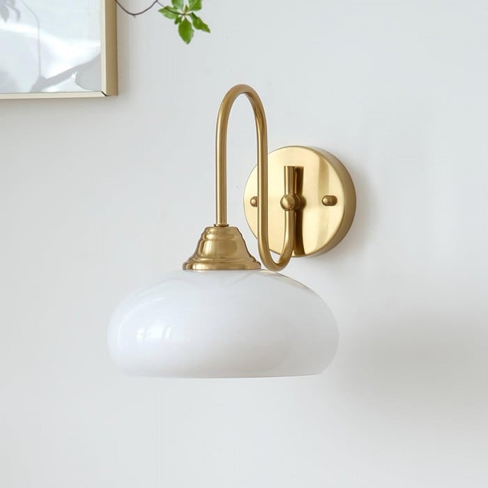 Bauhaus Cream Glass Shade Curve Pole Wall Sconce | Buy 1 Get 1 Free