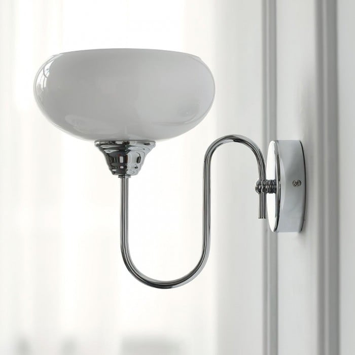 Bauhaus Cream Glass Shade Curve Pole Wall Sconce | Buy 1 Get 1 Free