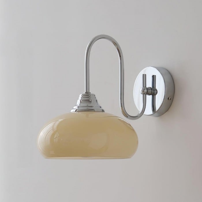 Bauhaus Cream Glass Shade Curve Pole Wall Sconce | Buy 1 Get 1 Free