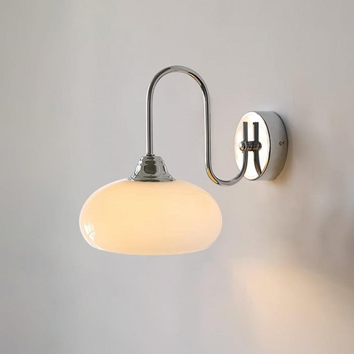 Bauhaus Cream Glass Shade Curve Pole Wall Sconce | Buy 1 Get 1 Free