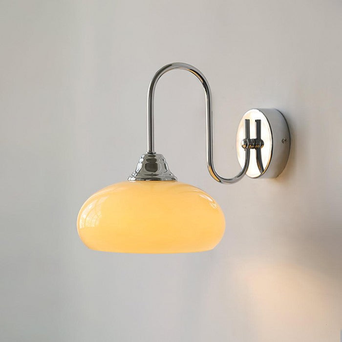 Bauhaus Cream Glass Shade Curve Pole Wall Sconce | Buy 1 Get 1 Free