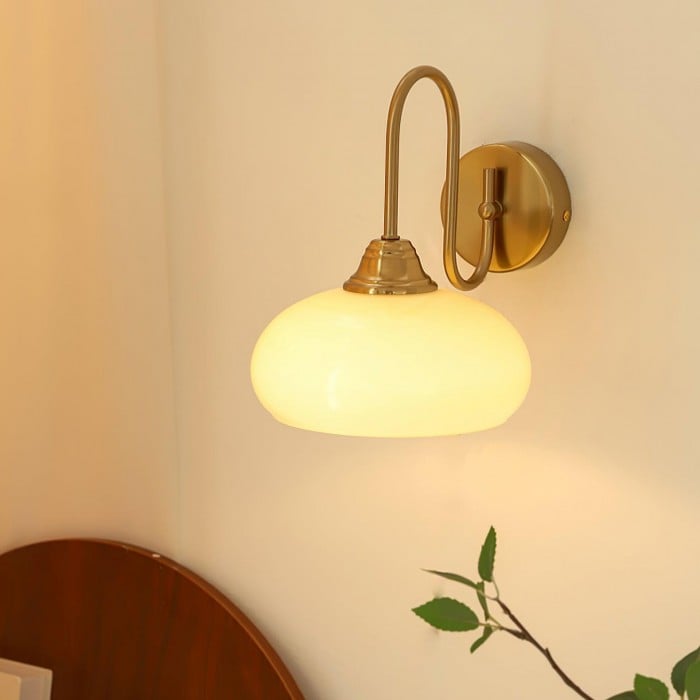 Bauhaus Cream Glass Shade Curve Pole Wall Sconce | Buy 1 Get 1 Free
