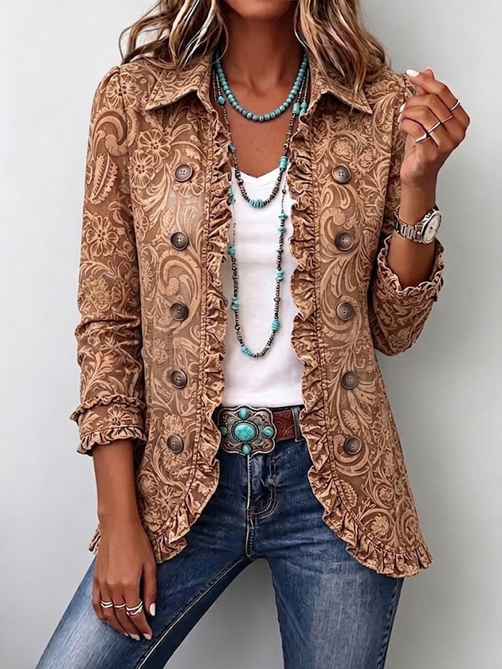 Mabel | Vintage Bohemian Floral Print Ruffled Jacket