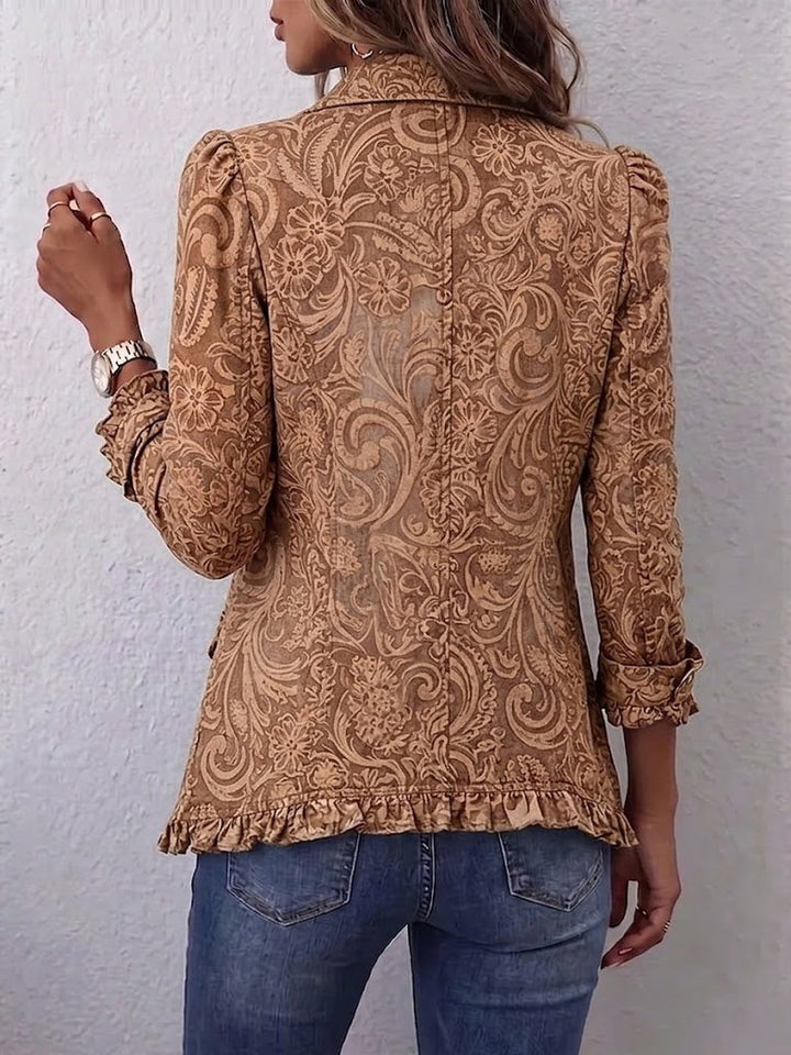 Mabel | Vintage Bohemian Floral Print Ruffled Jacket