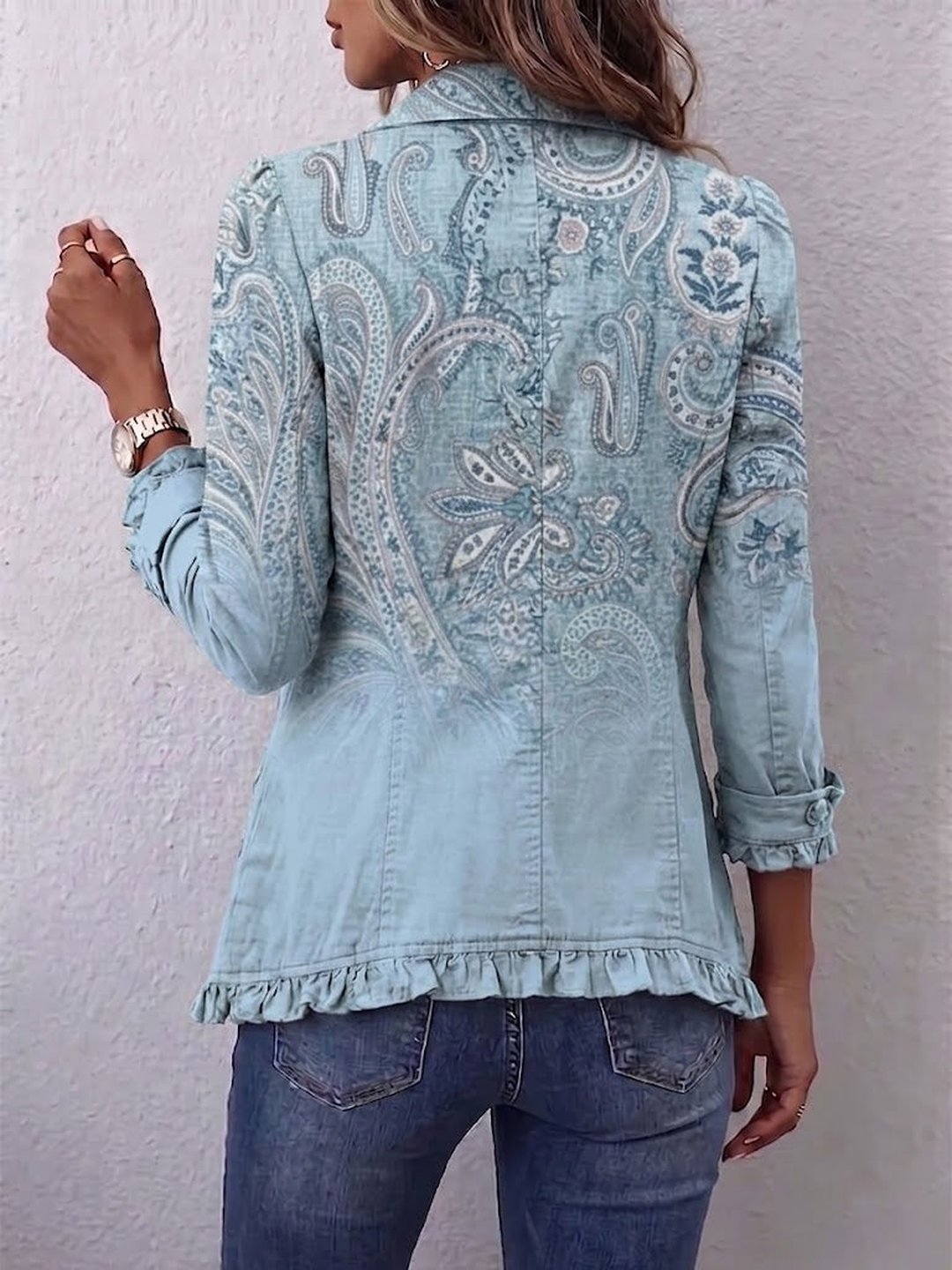 Olivette | Vintage Paisley Print Ruffled Jacket