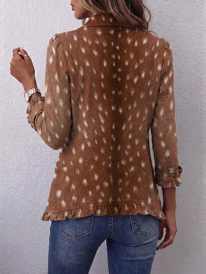 Orabelle | Bohemian Animal-Print Ruffled Jacket